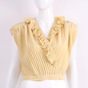 Vintage 1950's Buttercream Ruffle Pleated Blouse
